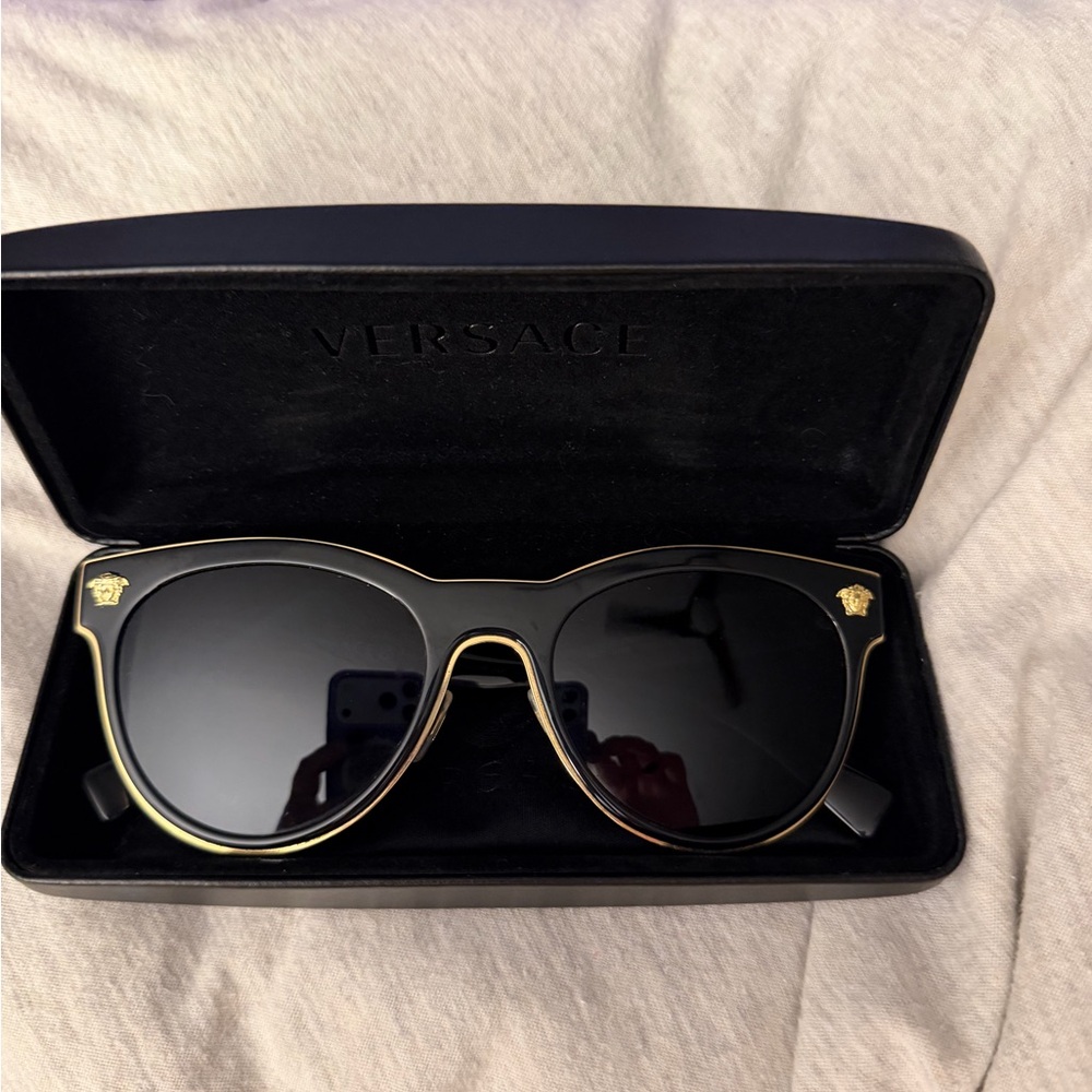 Versace Gold and Black Sunglasses